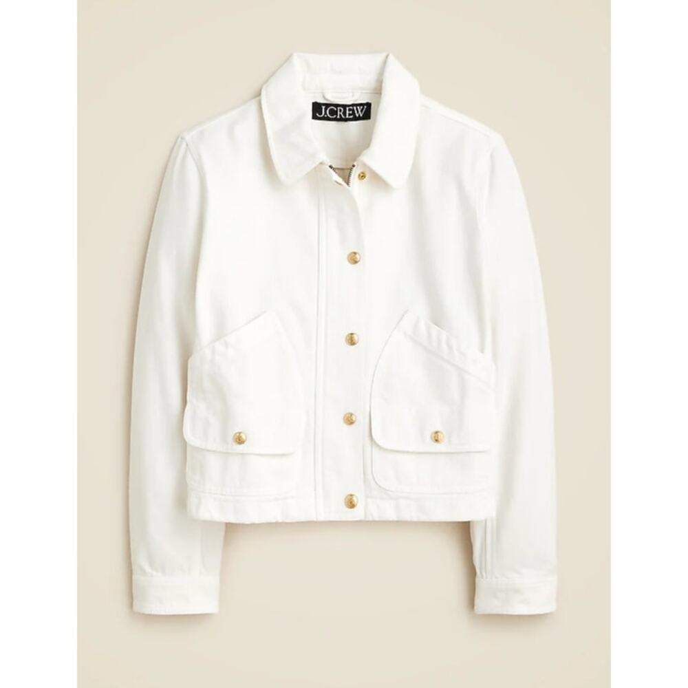 J Crew Short Barn Cotton Twill Cropped Zip Jacket US Women's XS - Picture 2 of 8